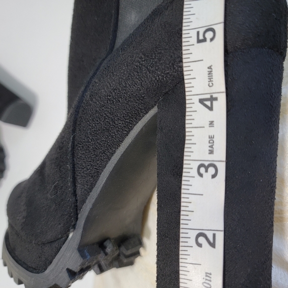 Liliana Black Chunky Platform Pull-On Bootie Women Size 7.5 Goth Club Festival - Picture 8 of 11